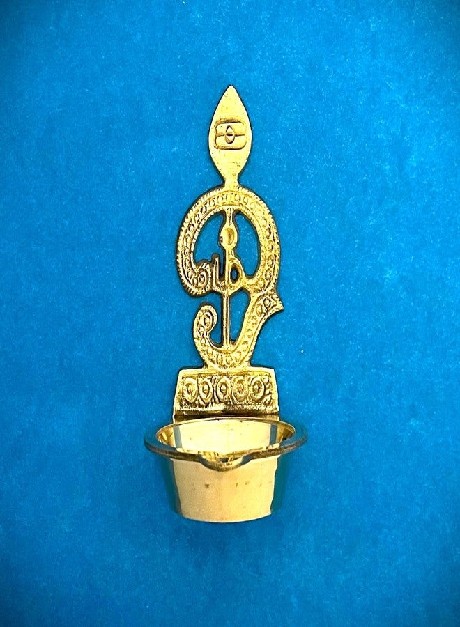 PUYANGAM بويانغام براس أوم فيل فيلاككو | Murugan Diya - مصباح زيت نحاسي تاميل أوم لبوجا - Image 1